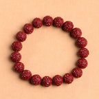 Fortune Jewel Natural Cinnabar Om Mani Padme Hum Fret Pattern Lotus Blessing Bracelet
