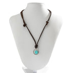 Fortune Jewel Round Turquoise Stone Protection Strength Necklace Pendant