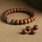 Fortune Jewel Natural Abelia Biflora Wood Hetian Jade Bamboo Bead Warding Off Evil Spirits Bracelet