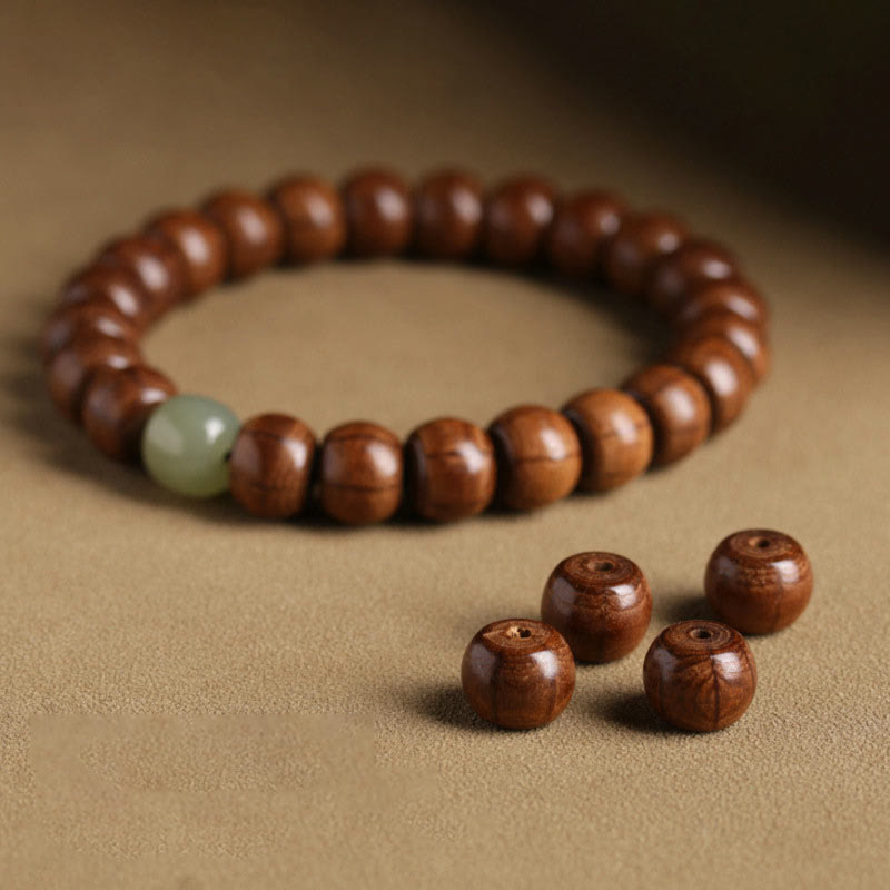 Fortune Jewel Natural Abelia Biflora Wood Hetian Jade Bamboo Bead Warding Off Evil Spirits Bracelet