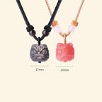 Fortune Jewel Natural Silver Sheen Obsidian Red Agate Dancing Lion Protection Necklace Pendant
