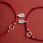 Fortune Jewel 925 Sterling Silver Lucky Fortune Peace Joy Lotus Peace Buckle Red String Bracelet
