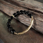 Fortune Jewel Black Obsidian Crystal Copper Strength Couple Bracelet