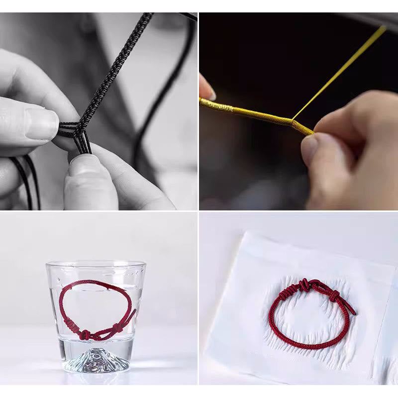 Fortune Jewel Handmade Eight Thread Peace Knot Fu Character Charm Luck Happiness Red Rope Bracelet