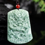 Buddha Stones Natural Jade Chinese Zodiac Dragon Sea Luck String Necklace Pendant Fortune Jewel