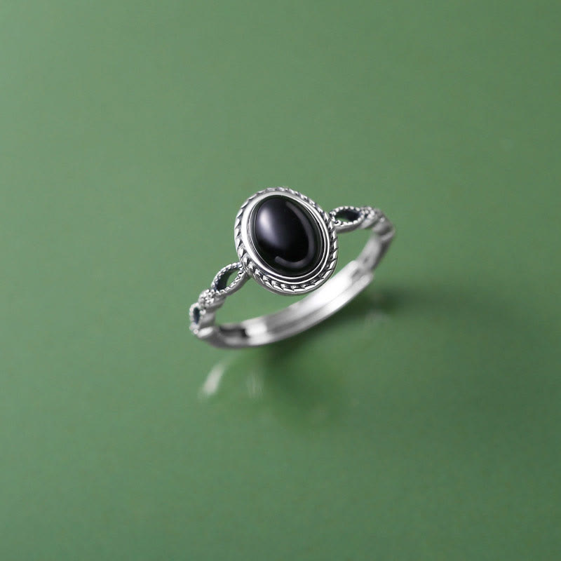 Fortune Jewel 925 Sterling Silver Black Onyx Fortune Ring