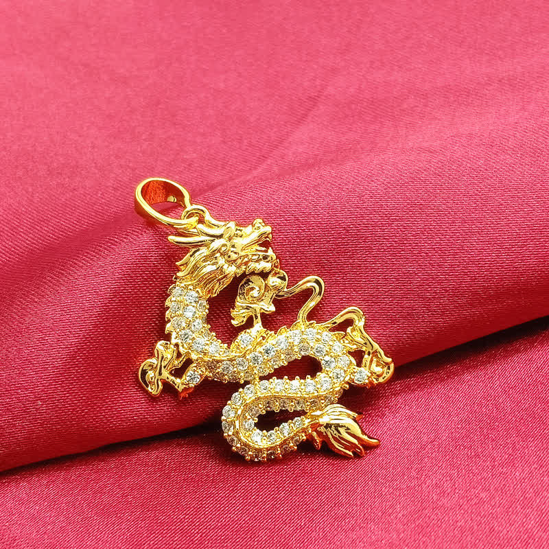 Fortune Jewel Gold Dragon Protection Necklace Pendant Fortune Jewel