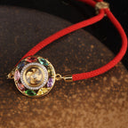 Fortune Jewel Colorful Zircon Copper Wealth Luck Rotation Bracelet Necklace Pendant
