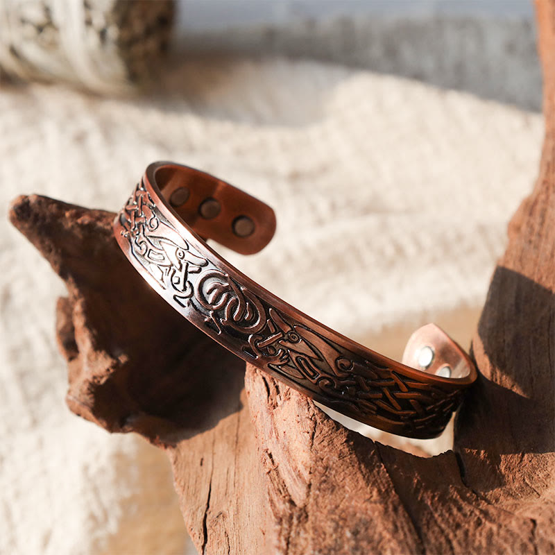 Fortune Jewel Viking Birds Magnetic Copper Adjustable Cuff Bracelet Bangle