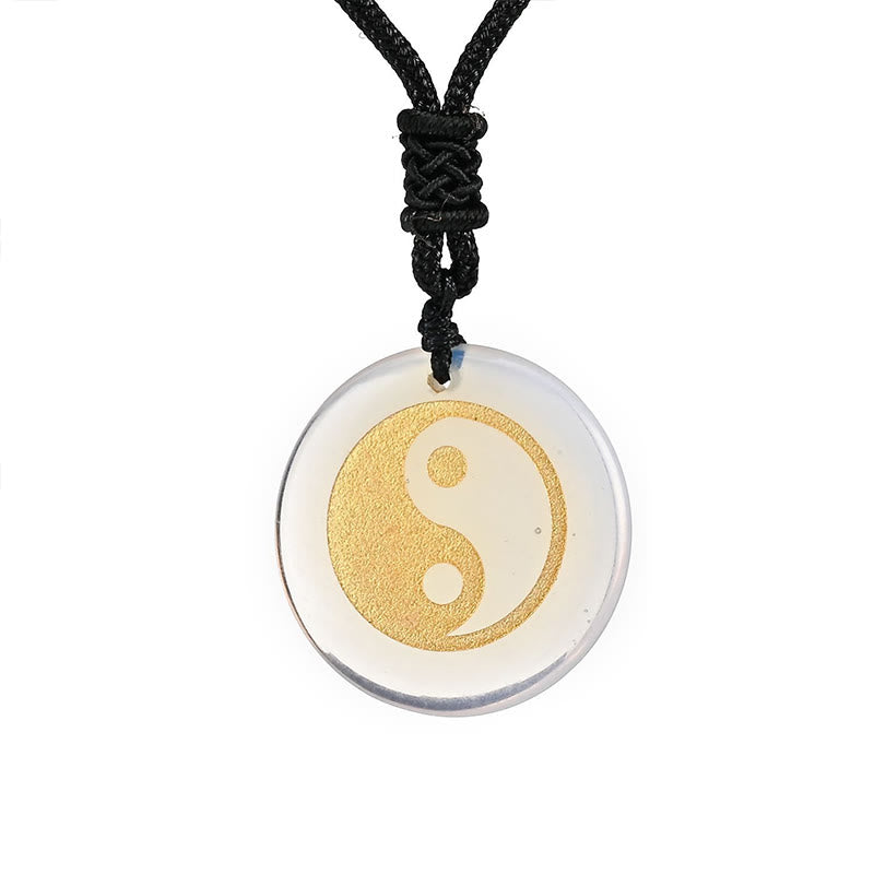 Fortune Jewel Various Crystal Amethyst Tiger Eye Green Aventurine Yin Yang Spiritual Necklace Pendant