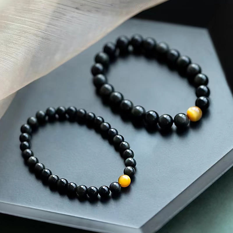 Fortune Jewel Natural Rainbow Obsidian Tiger Eye Positive Love Bracelet