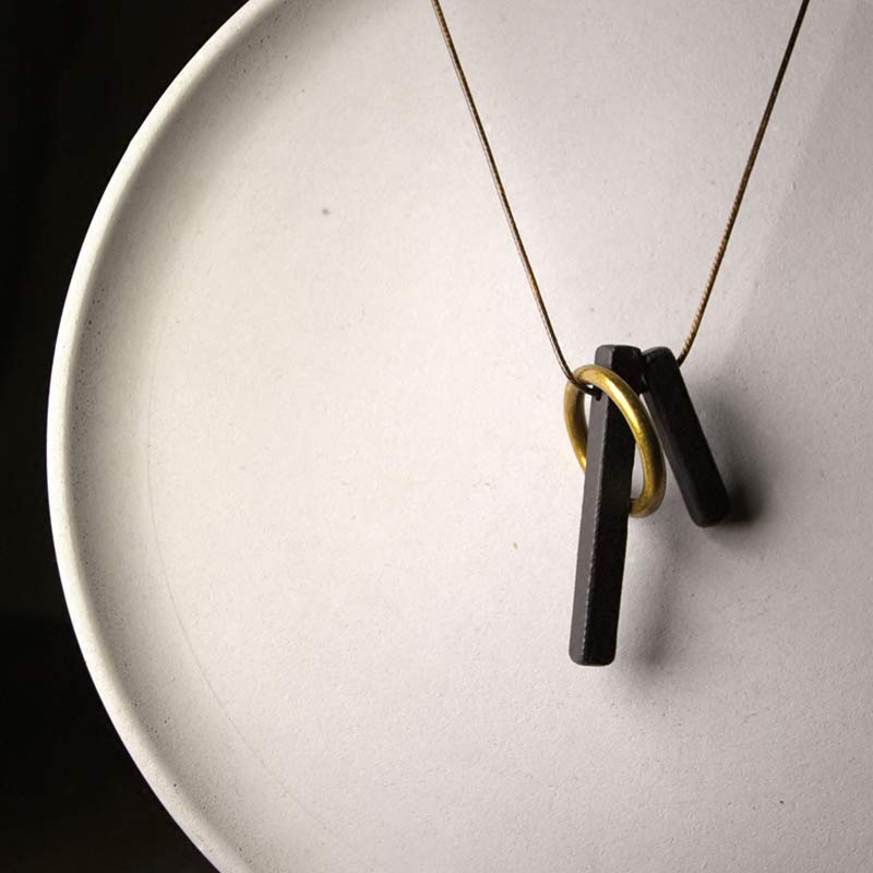 Fortune Jewel Zen Circle Ebony Wood Enlightenment Necklace Pendant Fortune Jewel