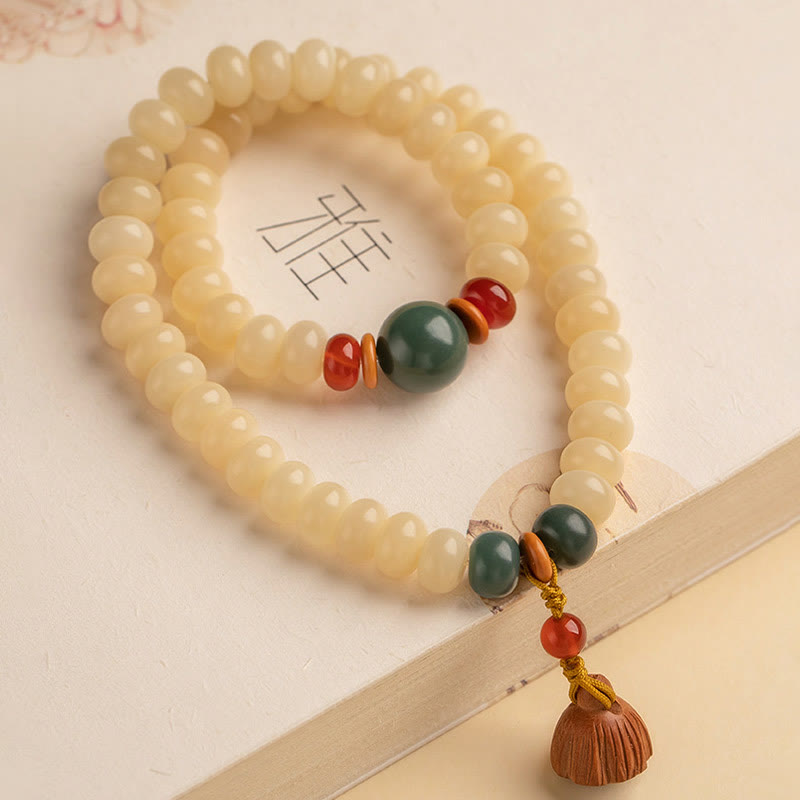 Fortune Jewel Bodhi Seed Lotus Pod Charm Peace Double Wrap Bracelet