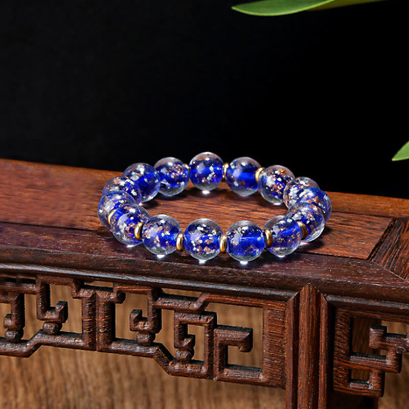 Fortune Jewel Gold Swallowing Beast Family Charm Luminous Fluorescent Liuli Glass Bead Success Bracelet