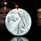 Fortune Jewel Chinese Zodiac Tiger Jade Protection Necklace String Pendant