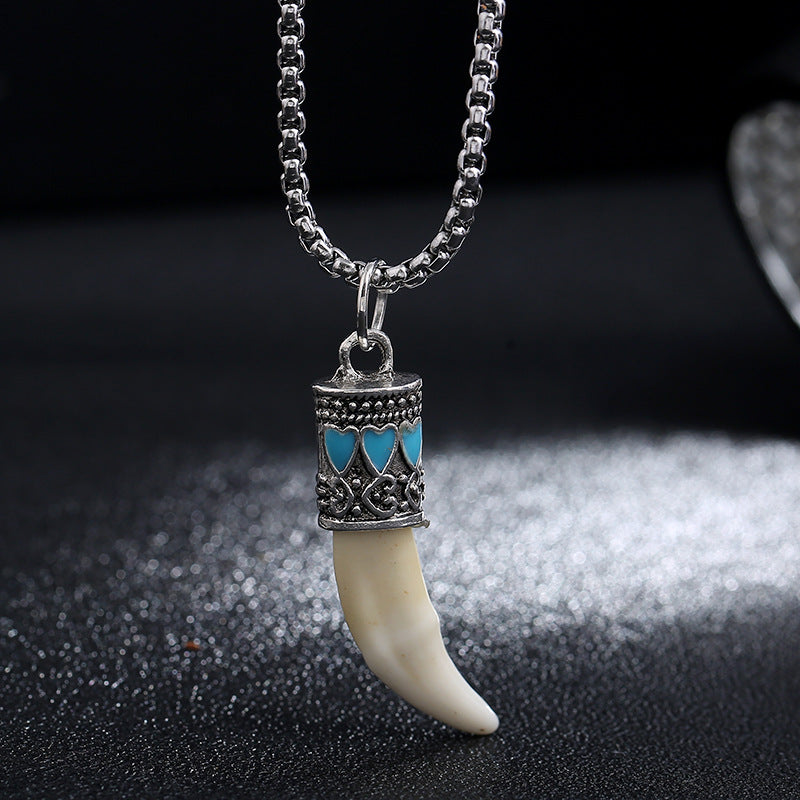 Fortune Jewel Imitation Wolf Tooth Titanium Steel Balance Necklace Pendant