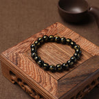 Fortune Jewel Tibet White Crystal Black Onyx Om Mani Padme Hum Meditation Bracelet