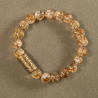 Fortune Jewel Natural Citrine Crystal Brass Bead Protection Bracelet