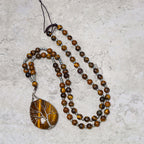 Fortune Jewel Natural Tiger Eye Strength Beaded Pendant Necklace
