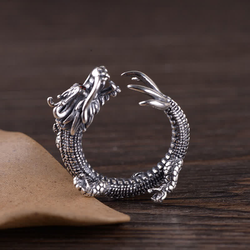 Fortune Jewel 925 Sterling Silver Dragon Luck Protection Ring Fortune Jewel