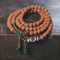 Fortune Jewel 108 Mala Rudraksha Beads Bodhi Seed Dzi Bead Luck Auspiciousness Tassel Bracelet