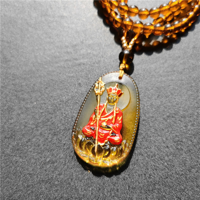 Fortune Jewel Ksitigarbha Buddha Liuli Crystal Compassion Amulet Necklace Pendant Fortune Jewel