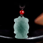 Fortune Jewel Natural Green Jade Chinese God of Wealth Caishen Ingot Abundance Necklace Pendant