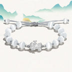 Fortune Jewel Natural Black Obsidian Cat's Eye Pink Crystal PiXiu Strength Bracelet