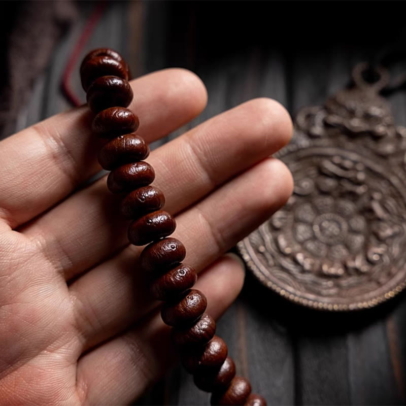 Fortune Jewel Natural Tibet 108 Mala Beads Purple Bodhi Seed Hetian Cyan Jade Copper Dorje Peace Bracelet