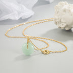 Fortune Jewel Jade Fu Character Copper Coin Peace Buckle Abundance Necklace Pendant