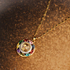 Fortune Jewel Colorful Zircon Copper Wealth Luck Rotation Bracelet Necklace Pendant