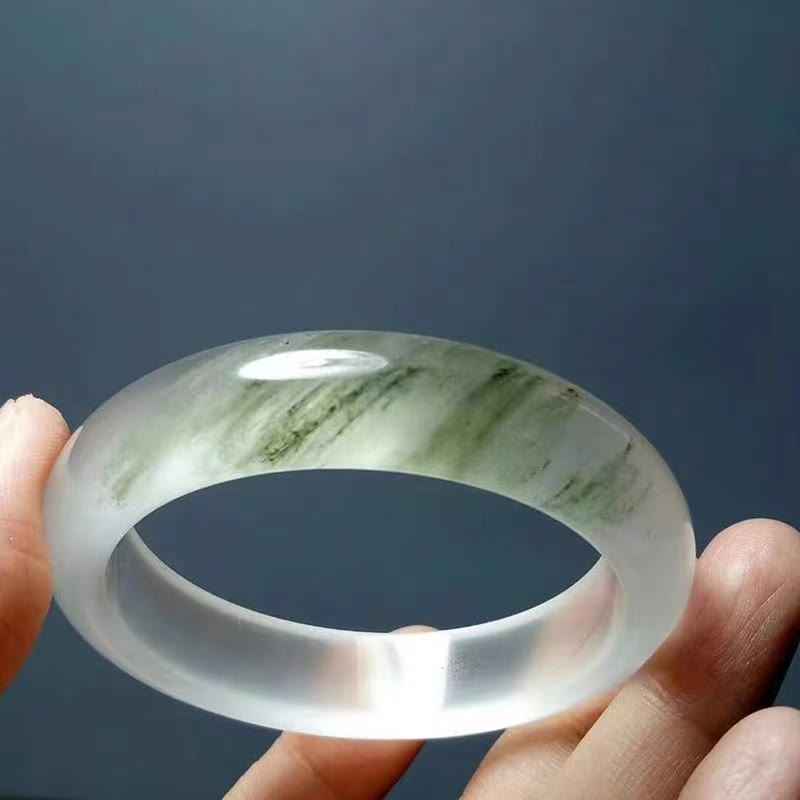 Fortune Jewel Natural Translucent Golden Silk Jade Wealth Luck Bracelet Bangle