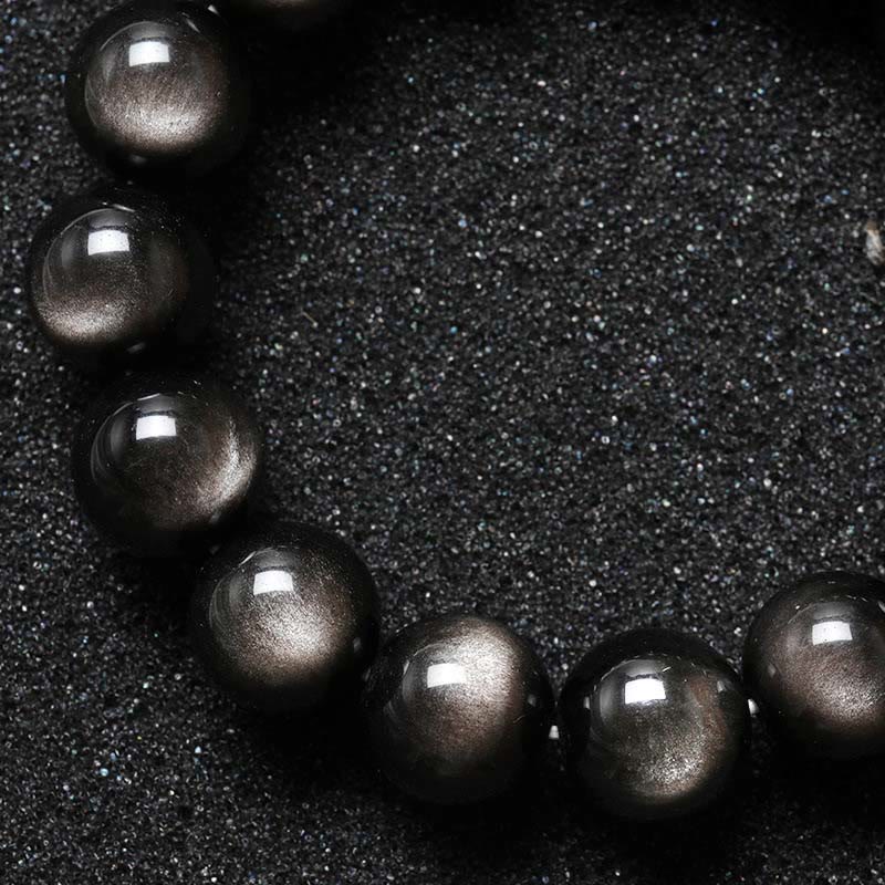 Fortune Jewel Natural Silver Sheen Obsidian Soothing Protection Bracelet