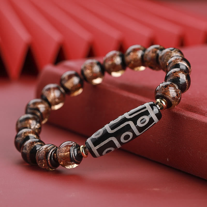 Fortune Jewel Tibetan Nine-Eye Dzi Bead Three-eyed Dzi Bead Liuli Glass Bead Wealth Bracelet