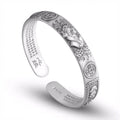 Fortune Jewel Tibetan PiXiu Heart Sutra Coin White Copper Wealth Bracelet Adjustable Bangle