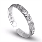 Fortune Jewel Tibetan PiXiu Heart Sutra Coin White Copper Wealth Bracelet Adjustable Bangle