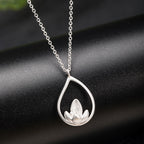 Fortune Jewel 925 Sterling Silver Lotus Flower Floral Enlightenment Necklace Pendant Fortune Jewel