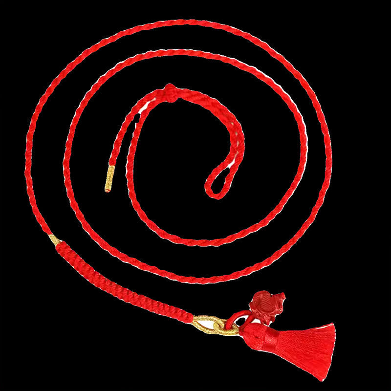 Fortune Jewel Natural Cinnabar Dragon Blessing Red String Belly Chain