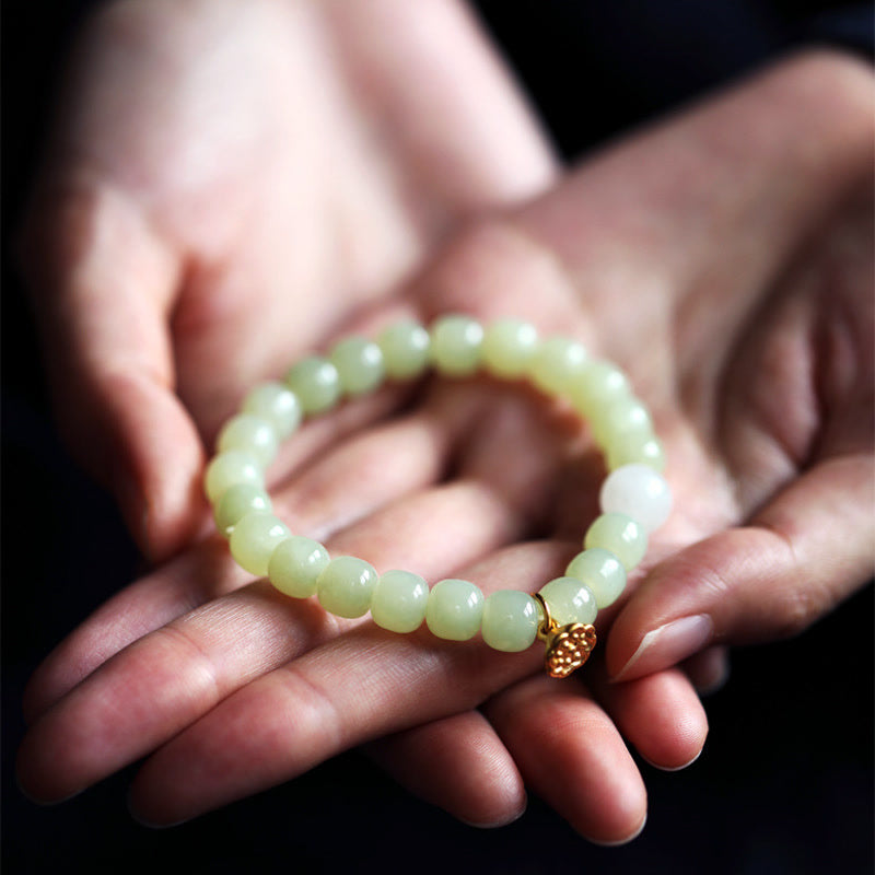Fortune Jewel Jade Lotus Abundance Adjustable Bracelet