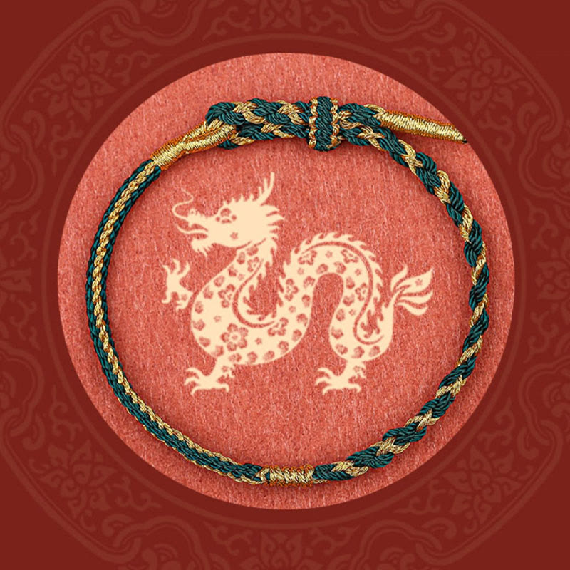Fortune Jewel Handmade Chinese Zodiac Rabbit Rooster Rat Horse Dragon Protection Braid String Bracelet