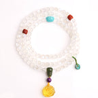 Fortune Jewel 108 Mala Beads Moonstone Amber Lotus Turquoise Crystal Healing Bracelet