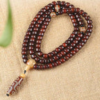 Fortune Jewel 108 Mala Beads Three-eyed Dzi Bead Nine-eye Dzi Bead Jade Luck Bracelet