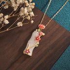 Fortune Jewel White Jade Bamboo Lotus Flowers Luck Protection Necklace Pendant