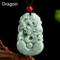Fortune Jewel Natural Green Jade 12 Chinese Zodiac Luck Prosperity Necklace Pendant