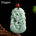 Fortune Jewel Natural Green Jade 12 Chinese Zodiac Luck Prosperity Necklace Pendant