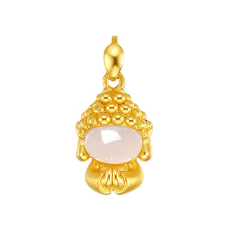 Fortune Jewel White Jade Buddha Success Pendant Necklace