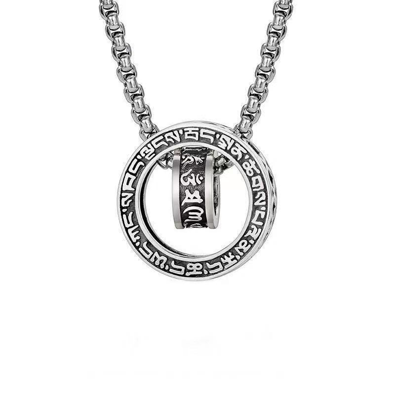 Fortune Jewel Tibetan Om Mani Padme Hum Carved Peace Purity Chain Necklace Pendant
