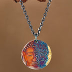 Fortune Jewel 999 Sterling Silver 24K Gold Half Demon Half Buddha Compassion Necklace Pendant Fortune Jewel
