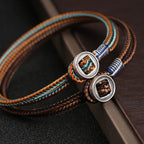 Fortune Jewel  925 Sterling Silver Handmade Button Protection Weave String Bracelet