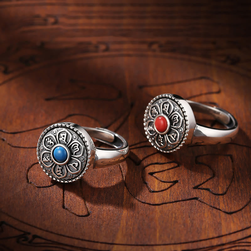 Fortune Jewel Tibetan Om Mani Padme Hum Peace Rotatable Ring